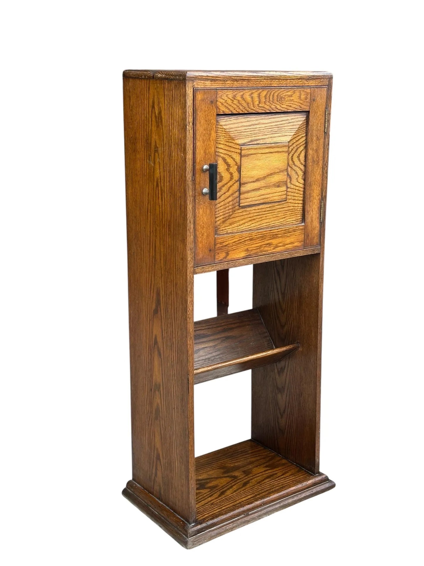 Art Deco Golden Oak side cupboard / magazine / book rack