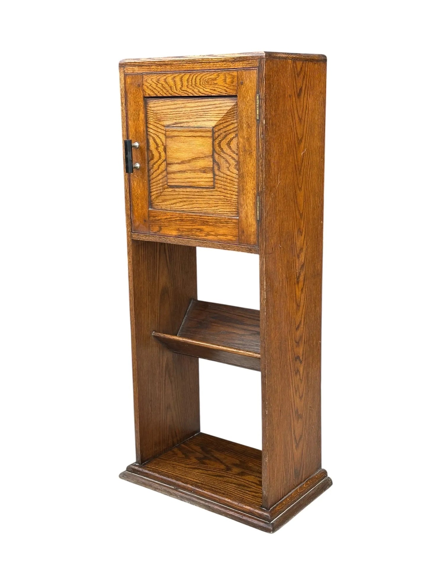 Art Deco Golden Oak side cupboard / magazine / book rack
