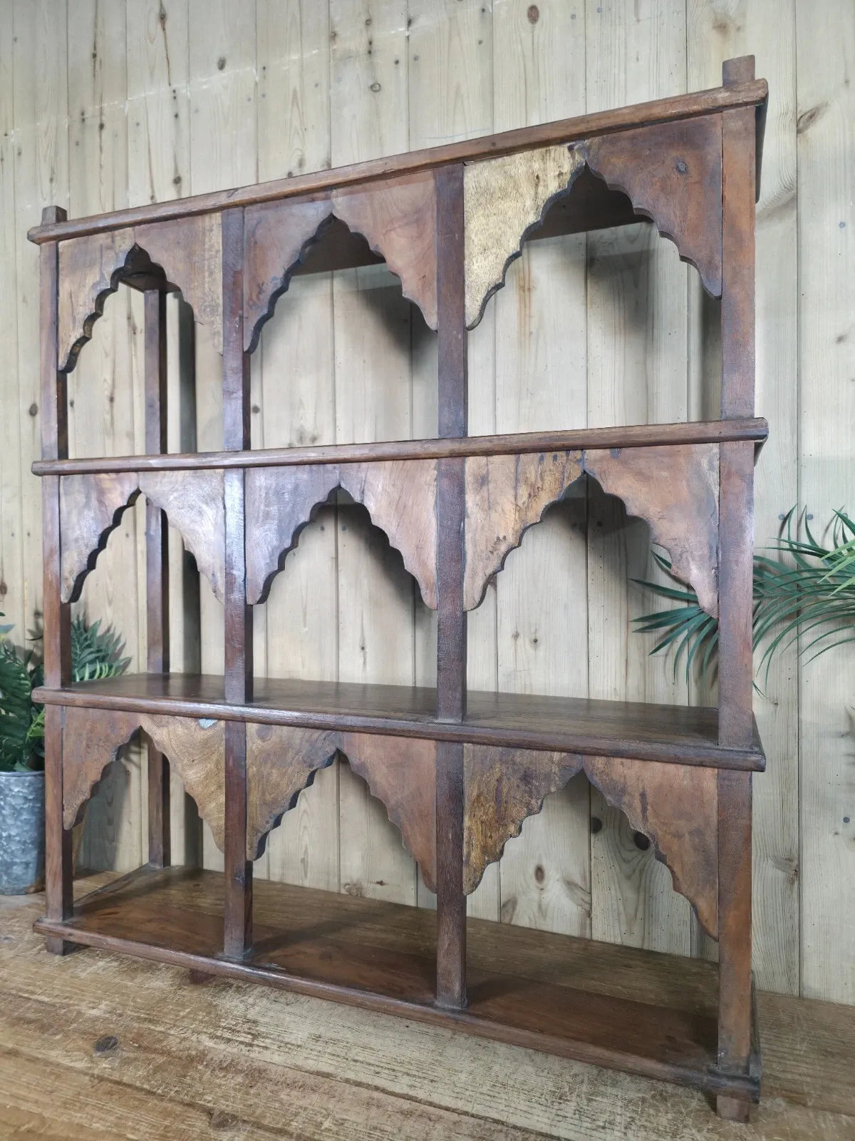 Vintage Solid Wooded Arched Temple Wall Display Shelf Shelves