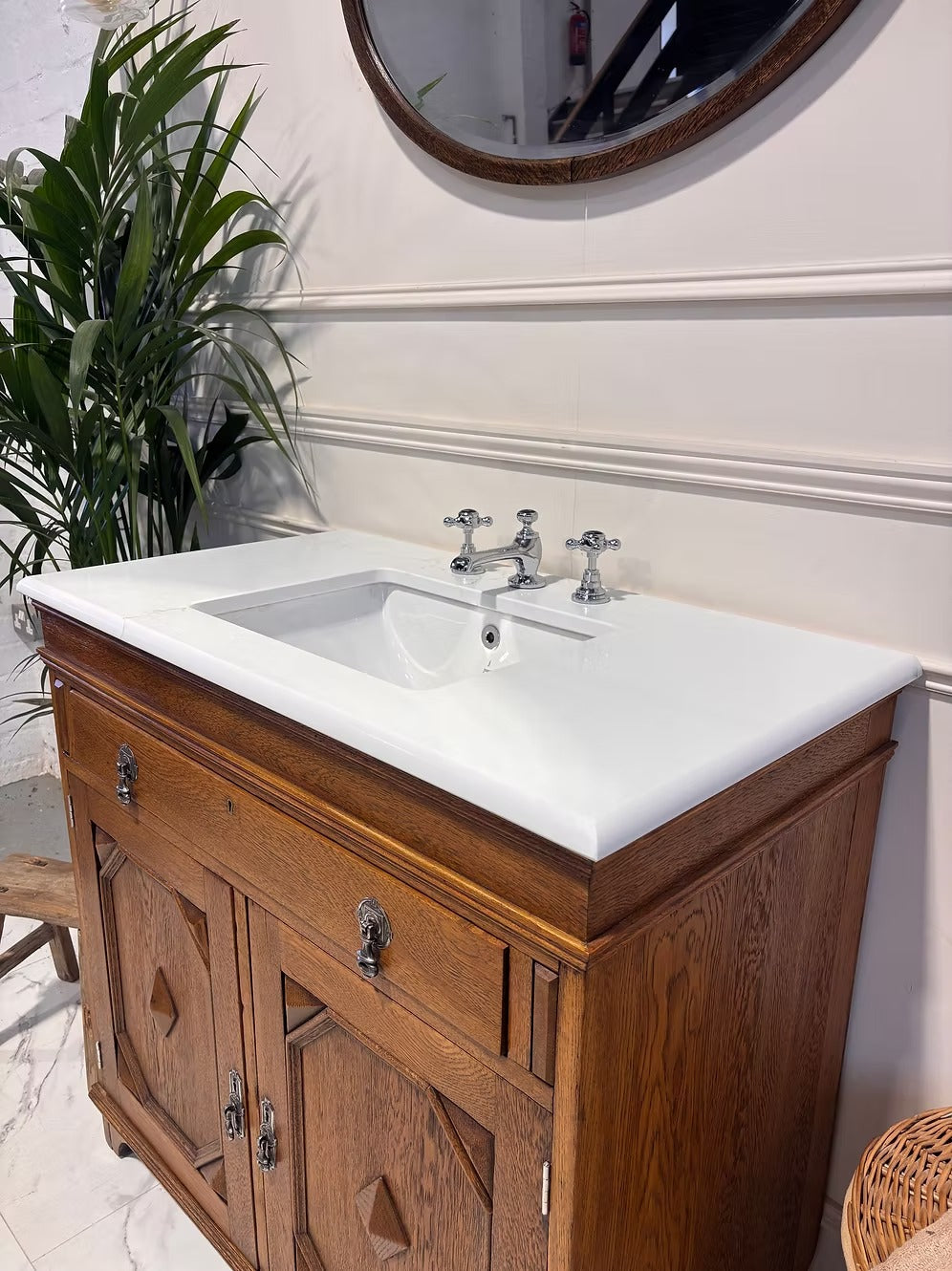 Wooden Carved Vintage Vanity Unit