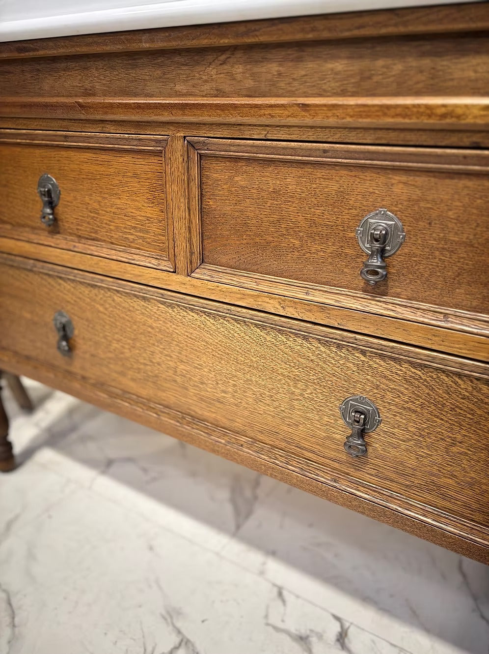Edwardian Oak Vintage Bathroom Vanity Unit With Basin