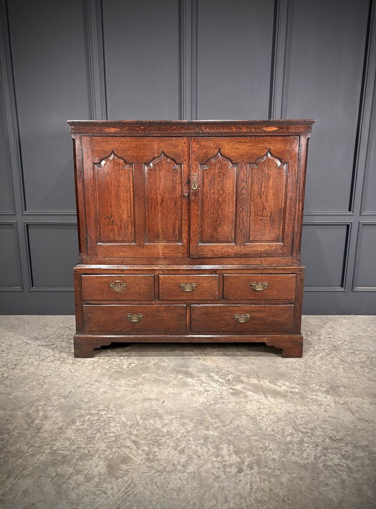 18th Century Dwarf Oak Housekeepers Cupboard Cabinet