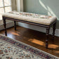 Vintage Georgian Mahogany Long Window Seat With Tapestry Upholstery.