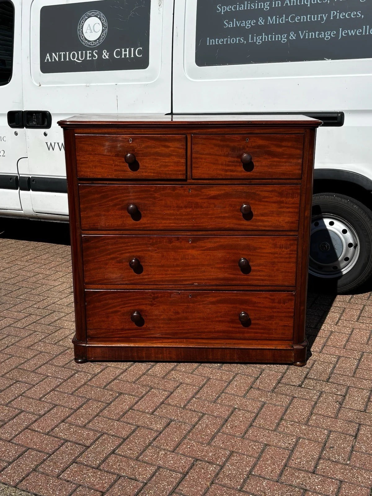 Vintage Victorian Tallboy Mahogany Chest Of Drawers. Big Deep Drawers.