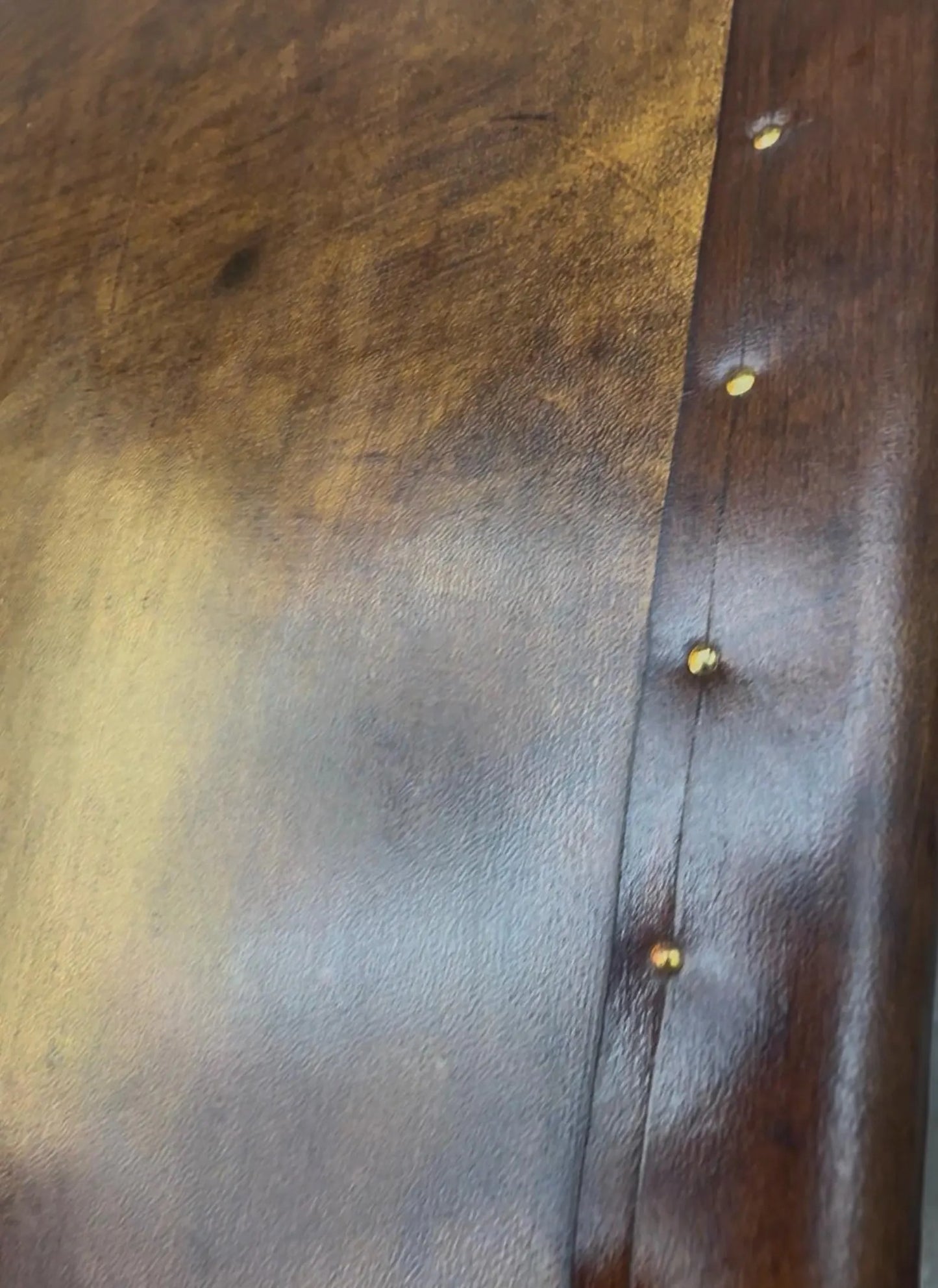 Leather Vintage Bedside Cabinet Pair, English Country House Master Bedroom, Nightstands Handmade Set