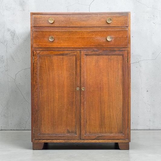 Vintage Oak Tallboy cupboard chest of drawers linen cupboard.