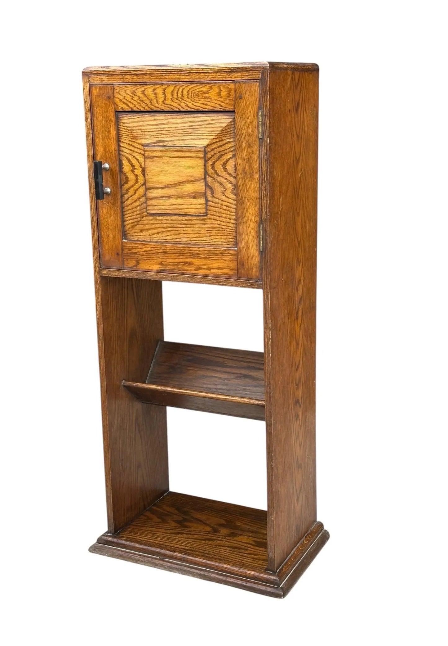 Art Deco Golden Oak side cupboard / magazine / book rack