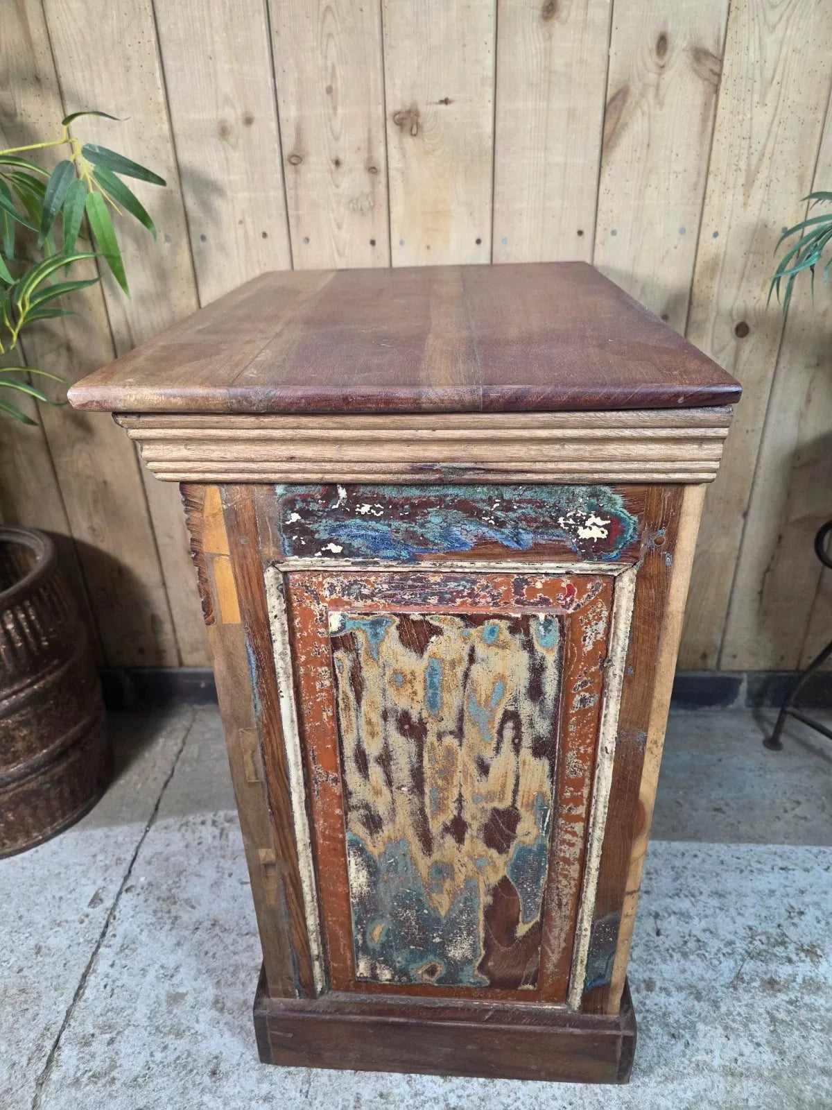 Vintage Reclaimed Indian Solid Wooden Brick Mould Drawer Unit Bedside Kitchen