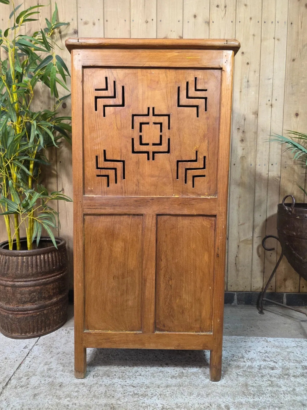 Tall Vintage Indian Wooden Free Standing Bathroom Kitchen Cupboard Cabinet