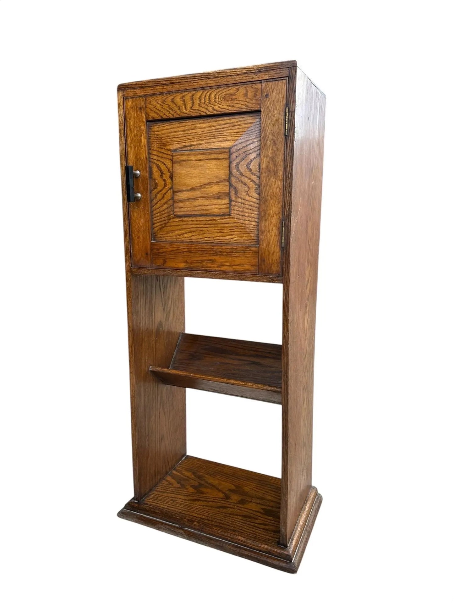Art Deco Golden Oak side cupboard / magazine / book rack