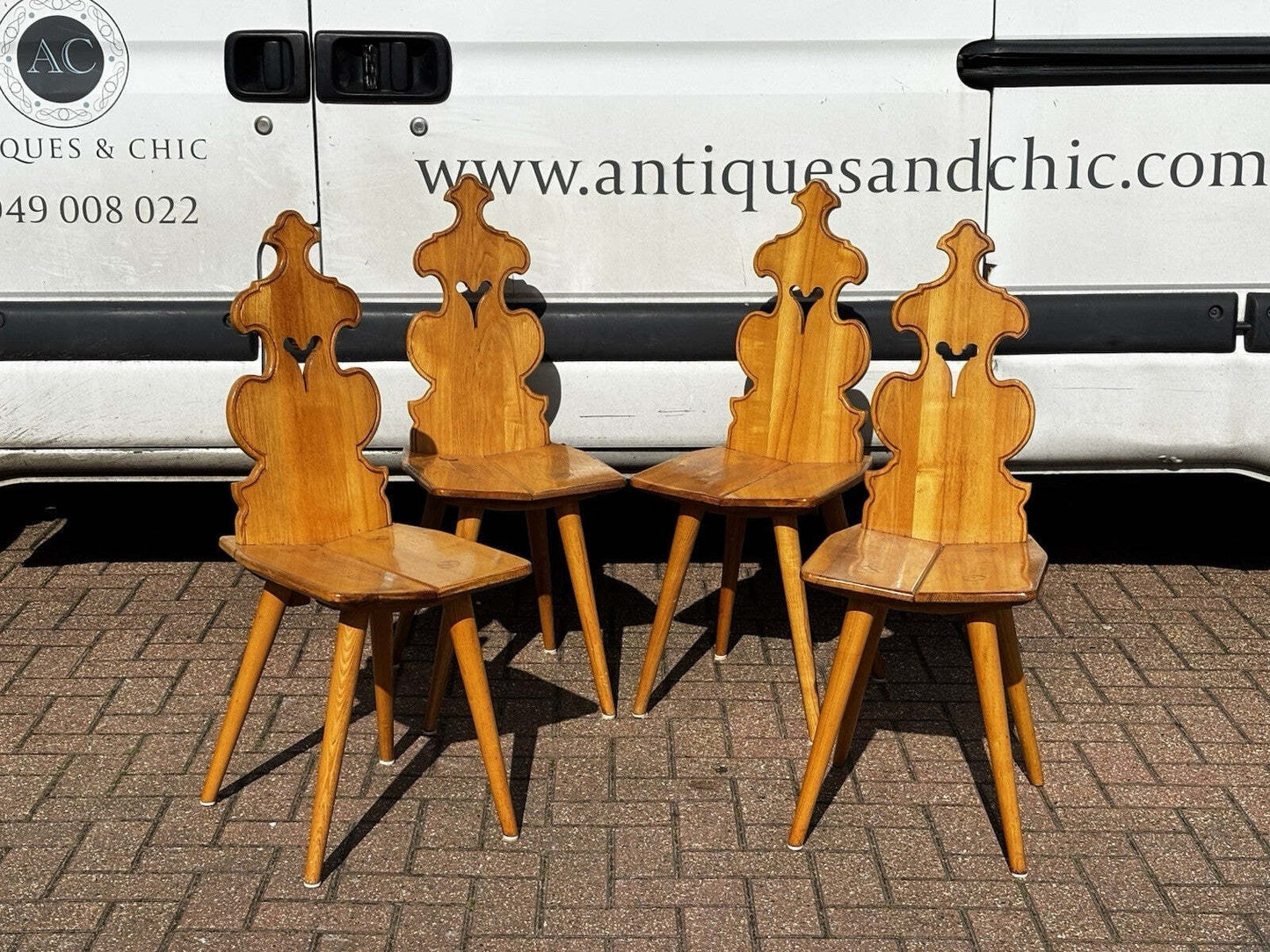 Vintage Set Of Elm Dining / Kitchen Chairs By Cepelia