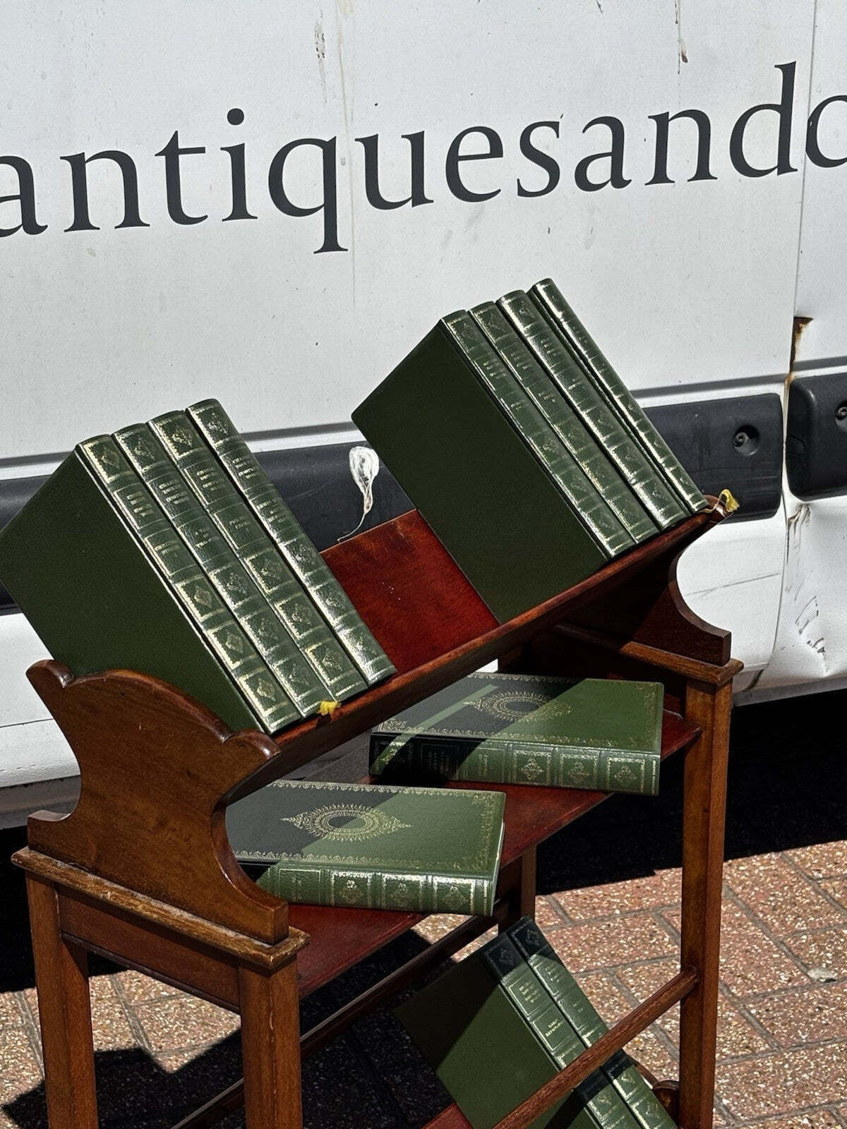Edwardian Mahogany Book Trough On Brass Castors. Small Bookcase.