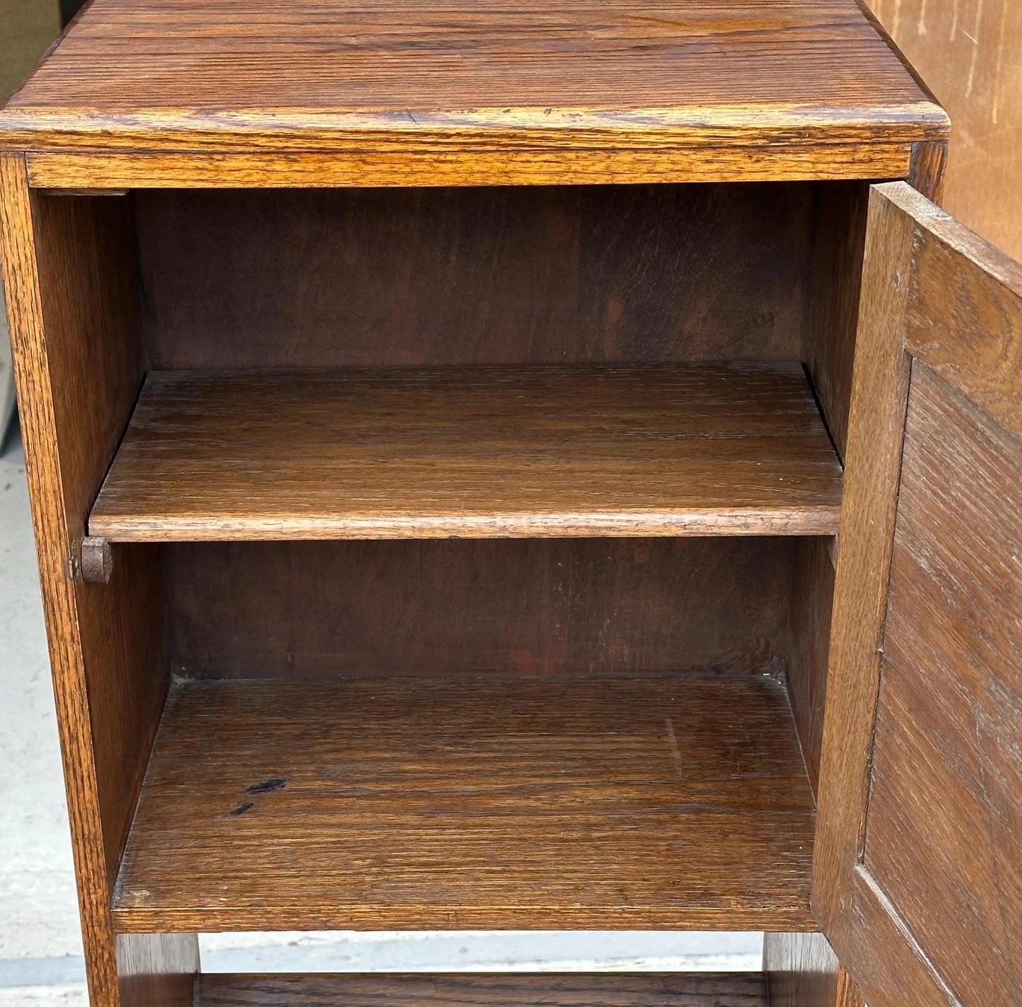 Art Deco Golden Oak side cupboard / magazine / book rack