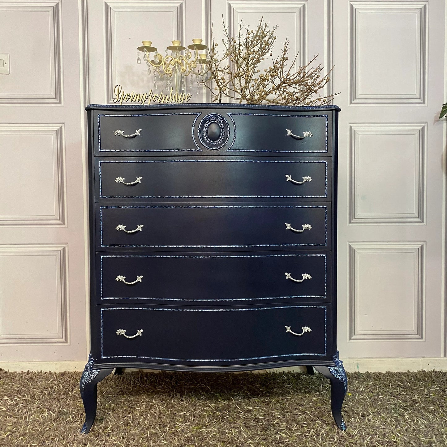 Painted Navy Chest of Drawers French Style Drawers Commissions Open Olympus Furniture