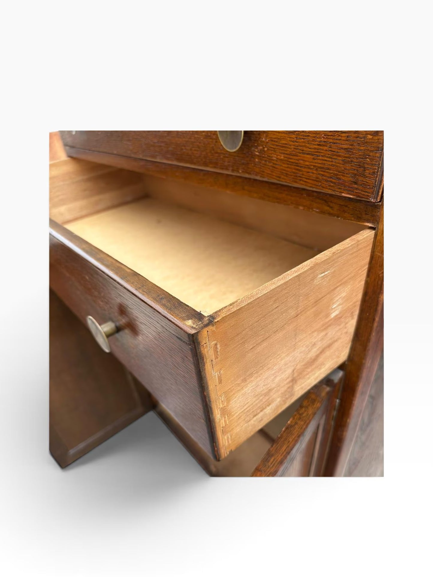 Vintage Oak Tallboy cupboard chest of drawers linen cupboard.