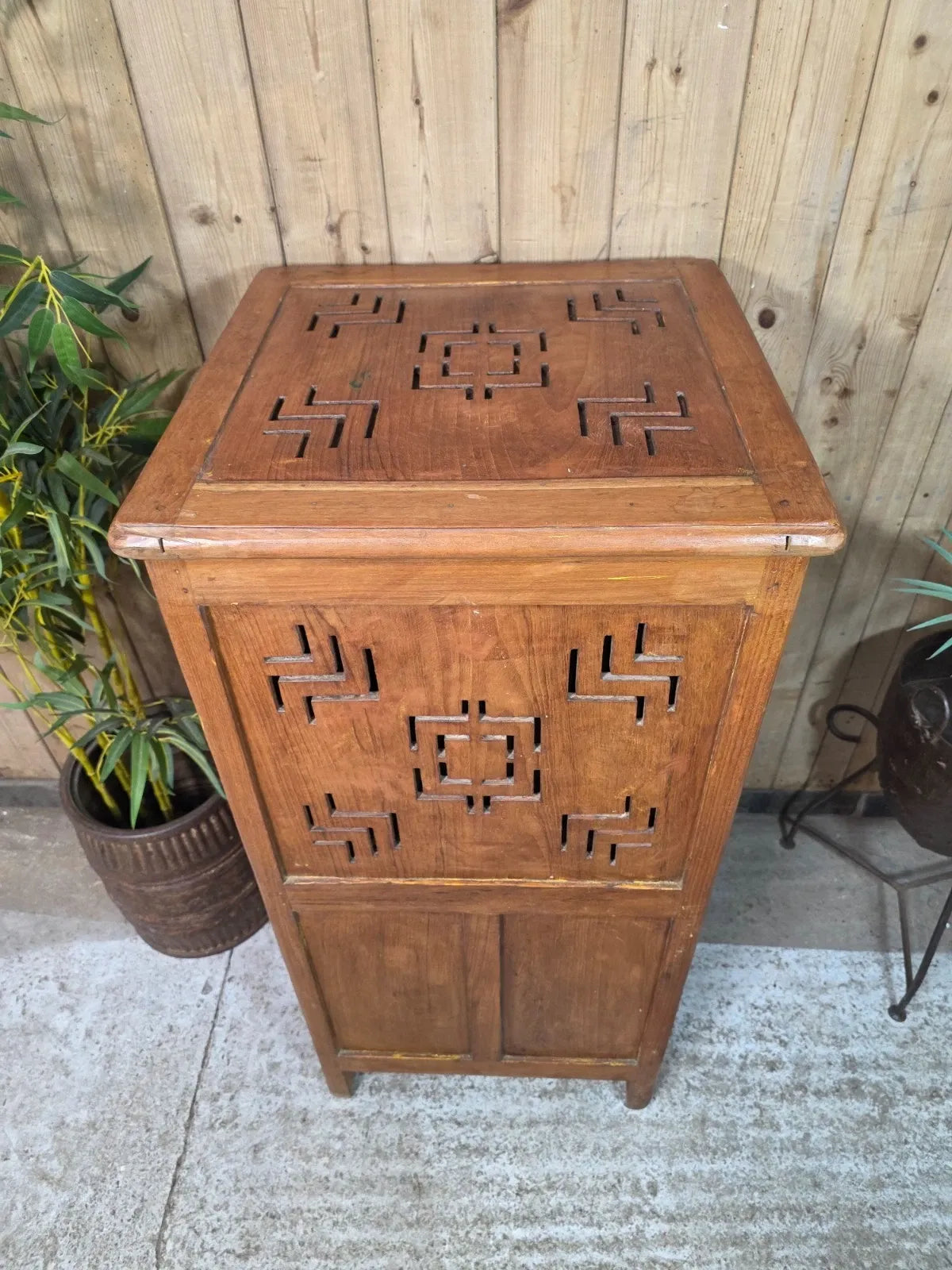 Tall Vintage Indian Wooden Free Standing Bathroom Kitchen Cupboard Cabinet