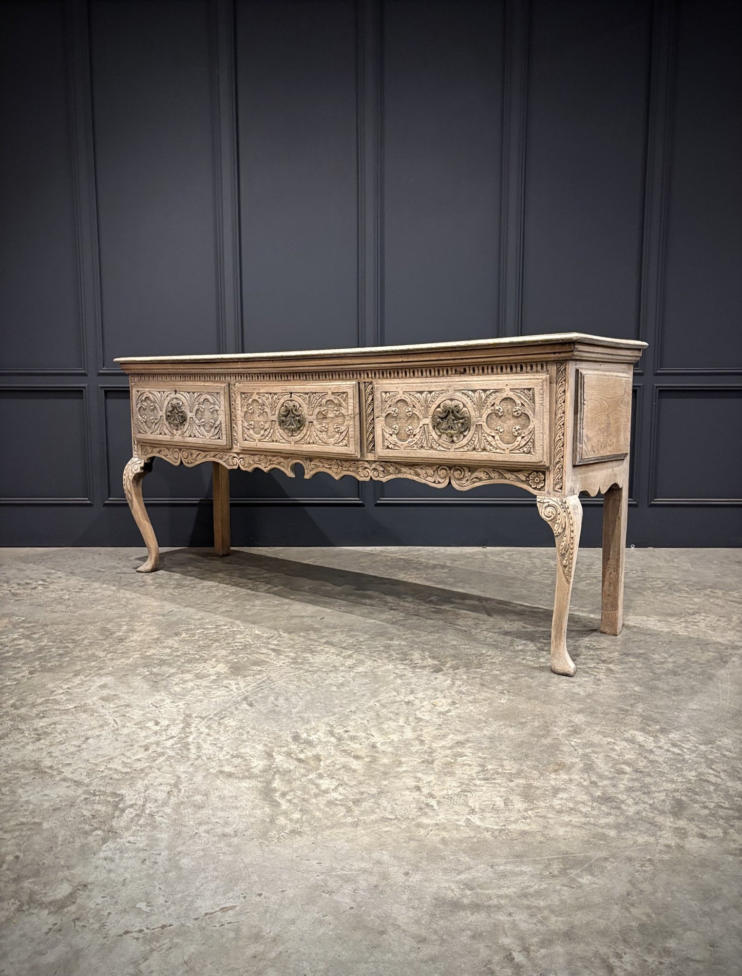 18th Century Carved Oak Dresser Base Carved Vintage Sideboard