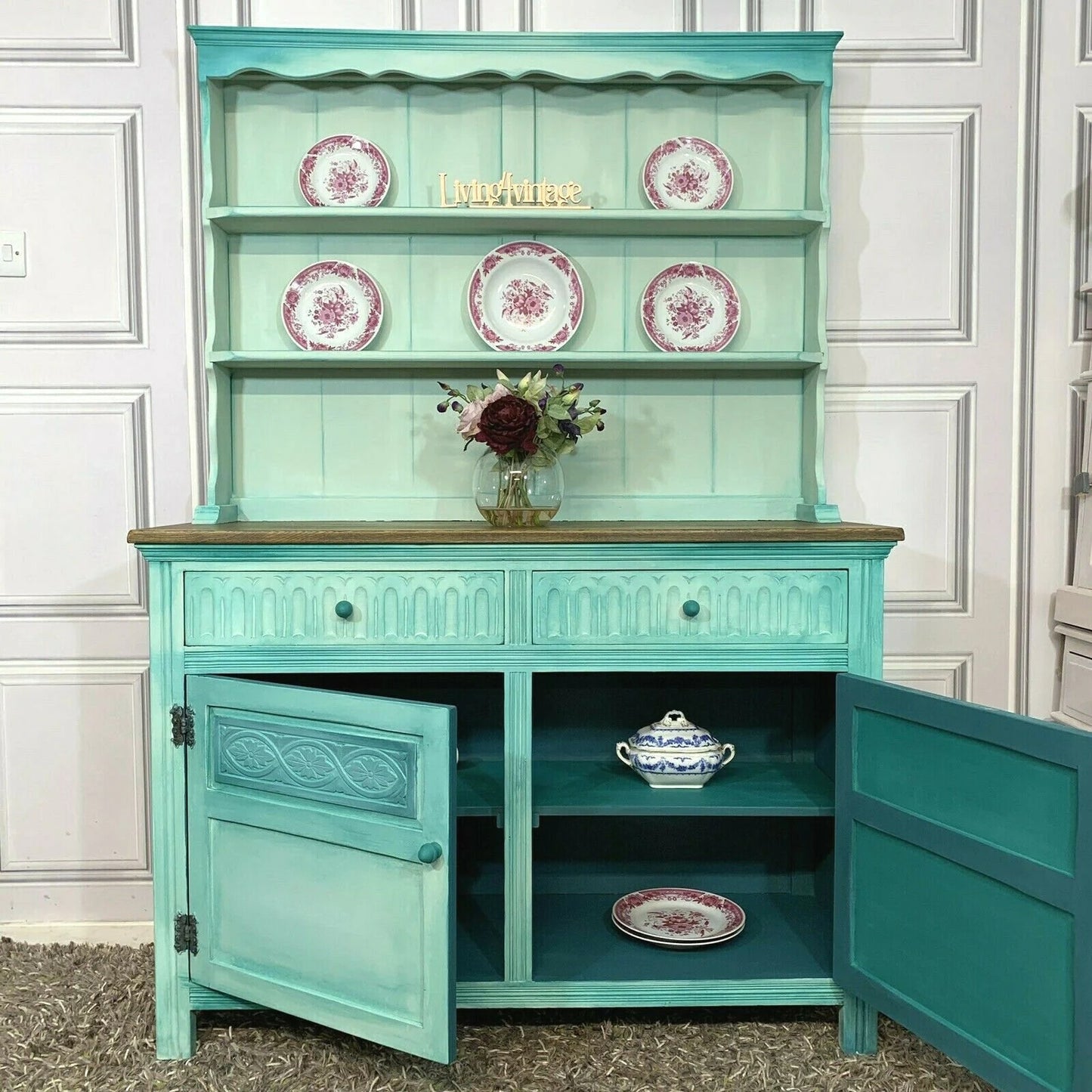 Painted Welsh Dresser Solid Wood Carvings Commission Order
