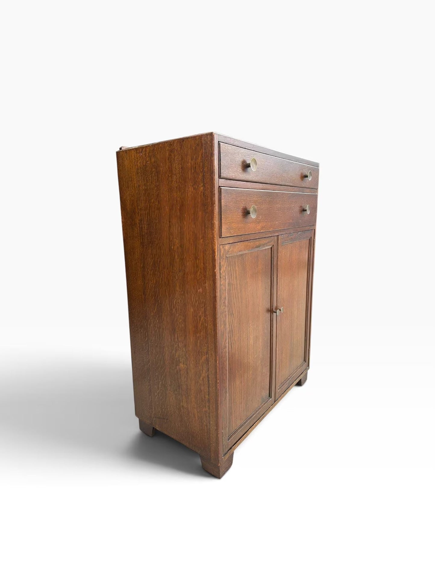 Vintage Oak Tallboy cupboard chest of drawers linen cupboard.