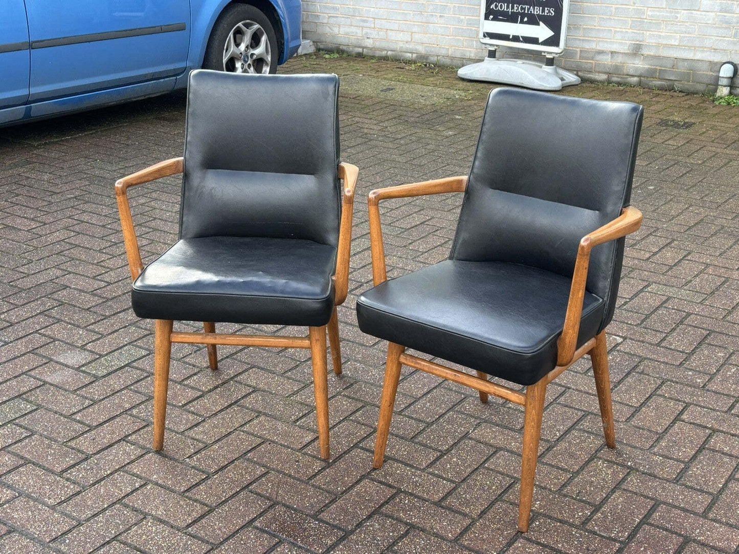 Mid Century Retro Pair Of Library Armchairs