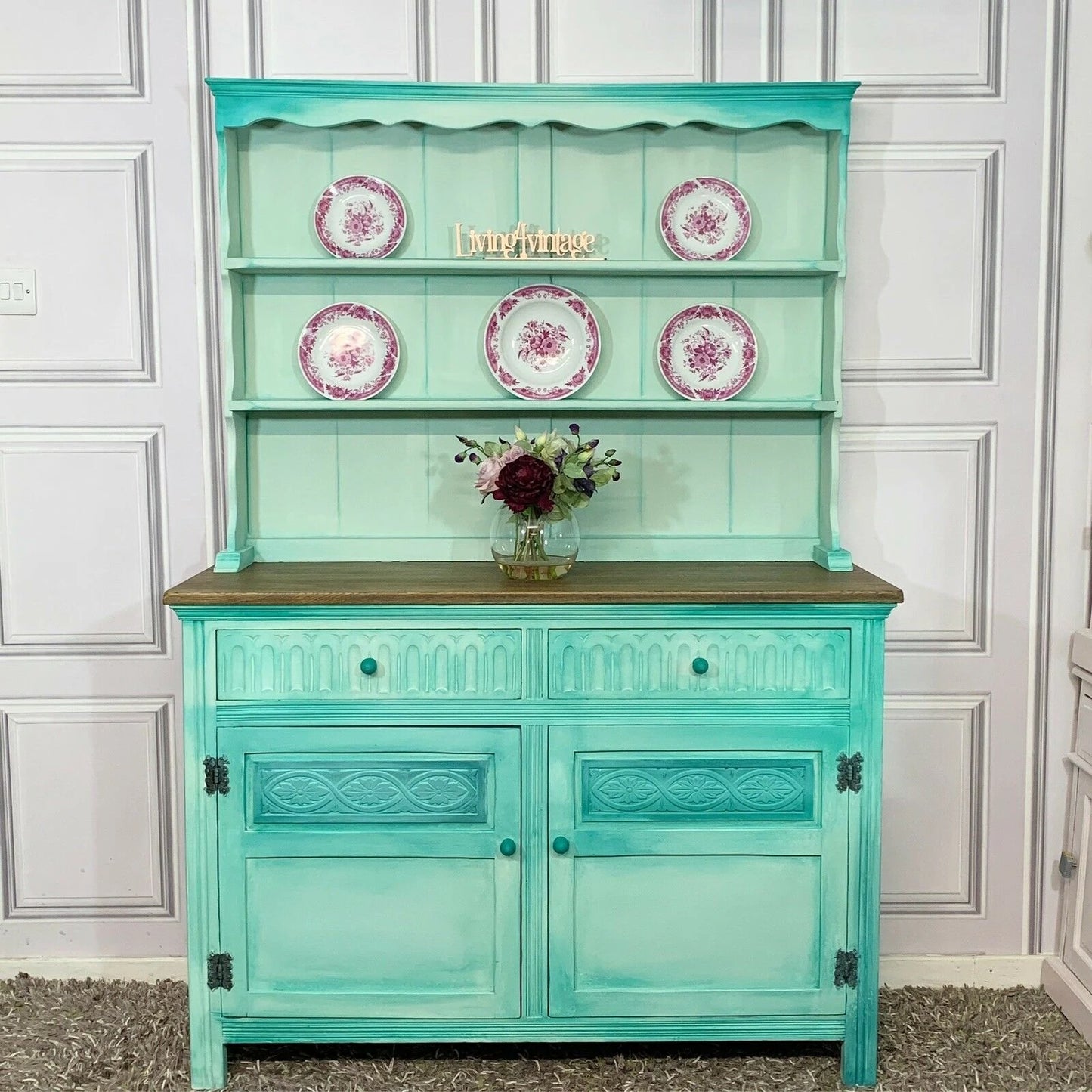 Painted Welsh Dresser Solid Wood Carvings Commission Order