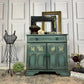 Vintage Painted Cabinet Moody Look Turquoise Cabinet with Carvings