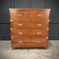 Vintage Tall Boy Mahogany Military Campaign Secretaire Chest
