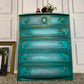 Upcycled Chest of Drawers French Style Drawers Moody Turquoise Colour