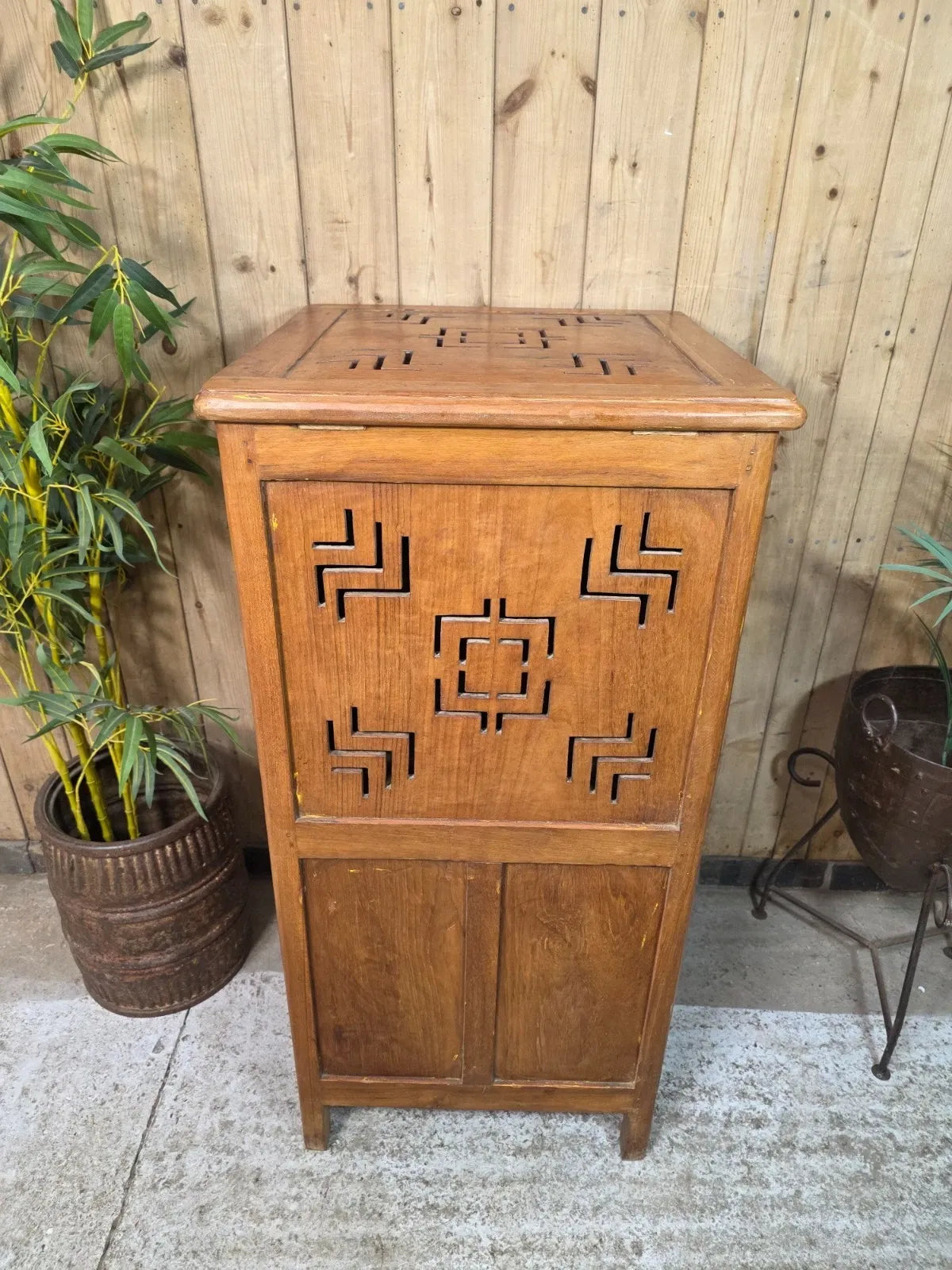 Tall Vintage Indian Wooden Free Standing Bathroom Kitchen Cupboard Cabinet