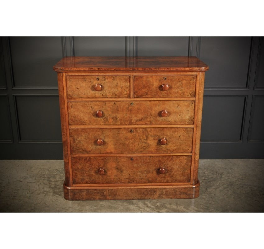 Vintage Victorian Burr Oak Chest Of Drawers