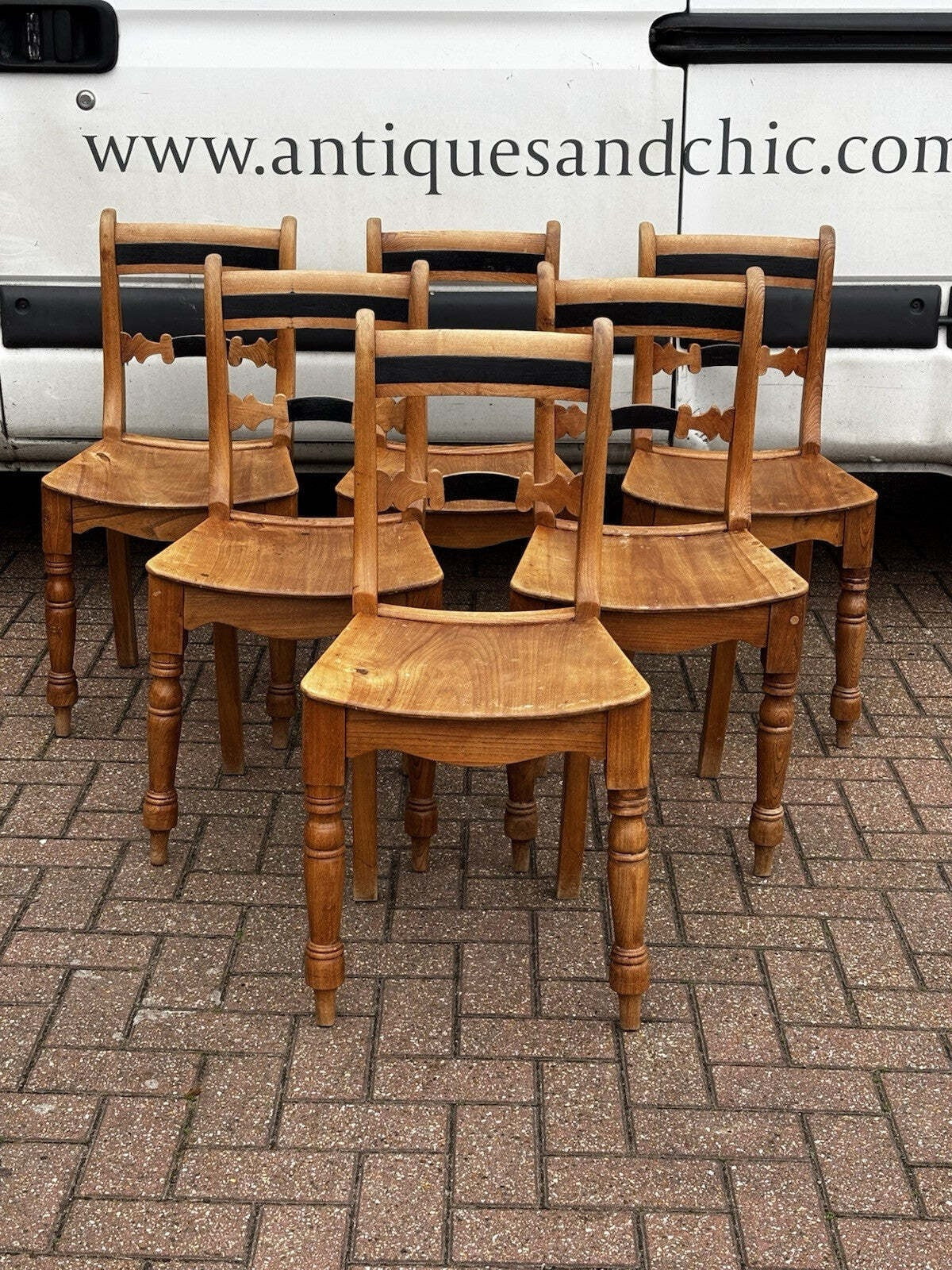 Vintage Victorian Set Of Pine Kitchen Chairs.