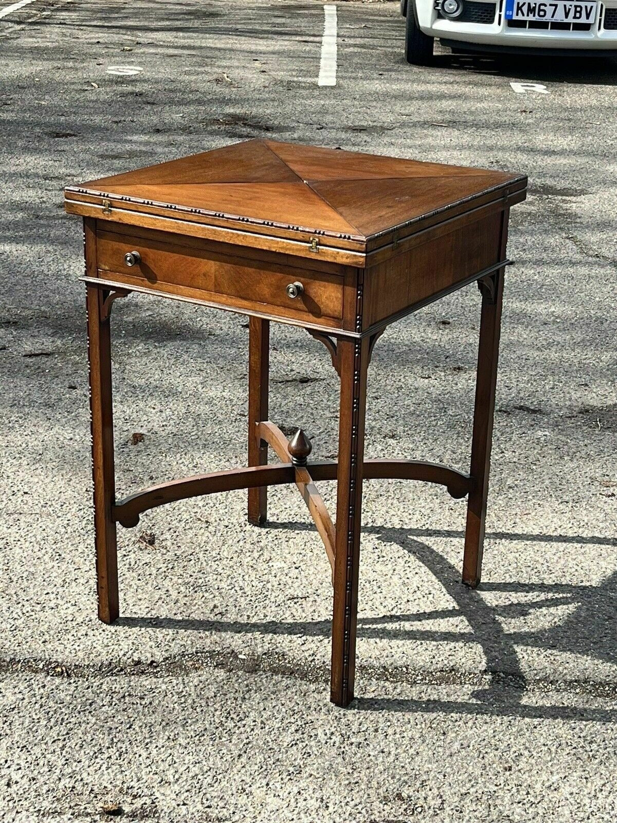 Vintage Victorian Mahogany Games Table , Green Baized Playing Area With Counter Holders