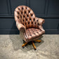 Buttoned Leather Antique Swivel Desk Chair