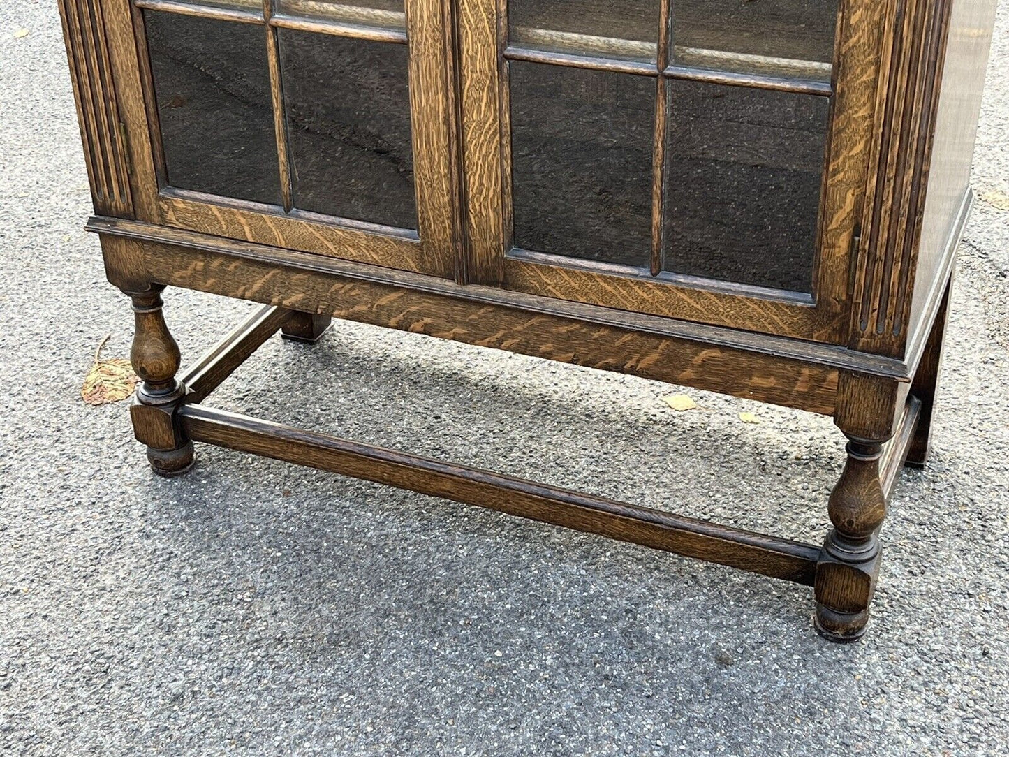 Vintage Edwardian Oak Bookcase Display Cabinet