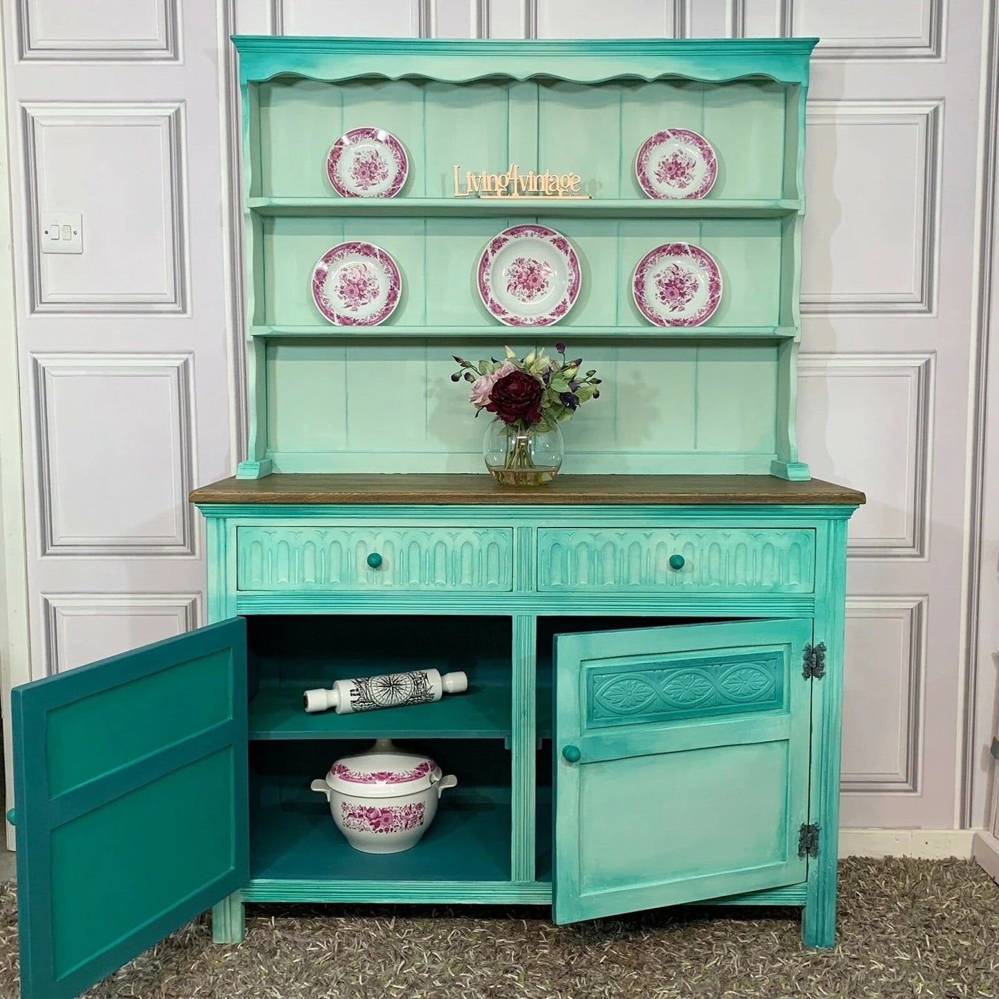 Painted Welsh Dresser Solid Wood Carvings Commission Order