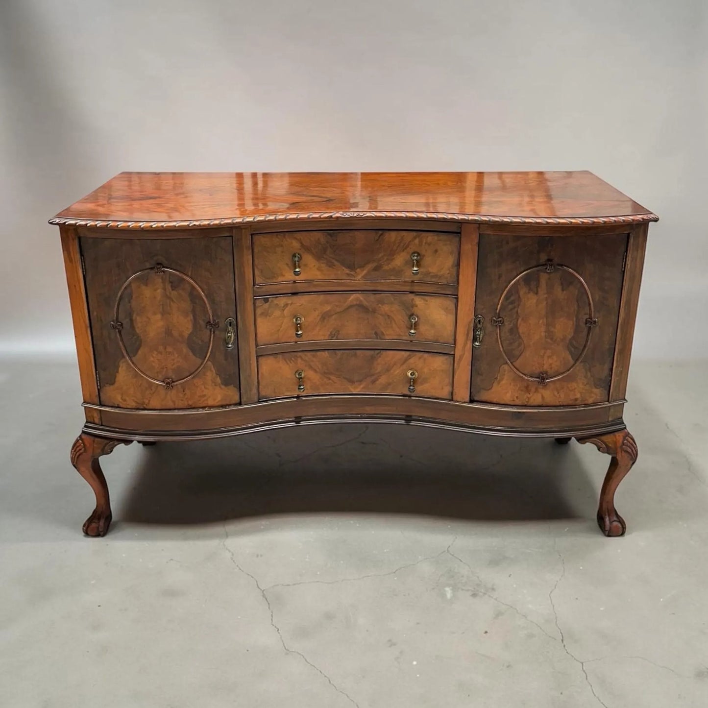 Vintage Georgian revival Walnut sideboard cabinet