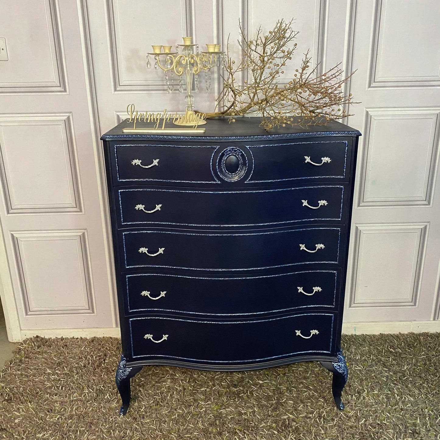 Painted Navy Chest of Drawers French Style Drawers Commissions Open Olympus Furniture
