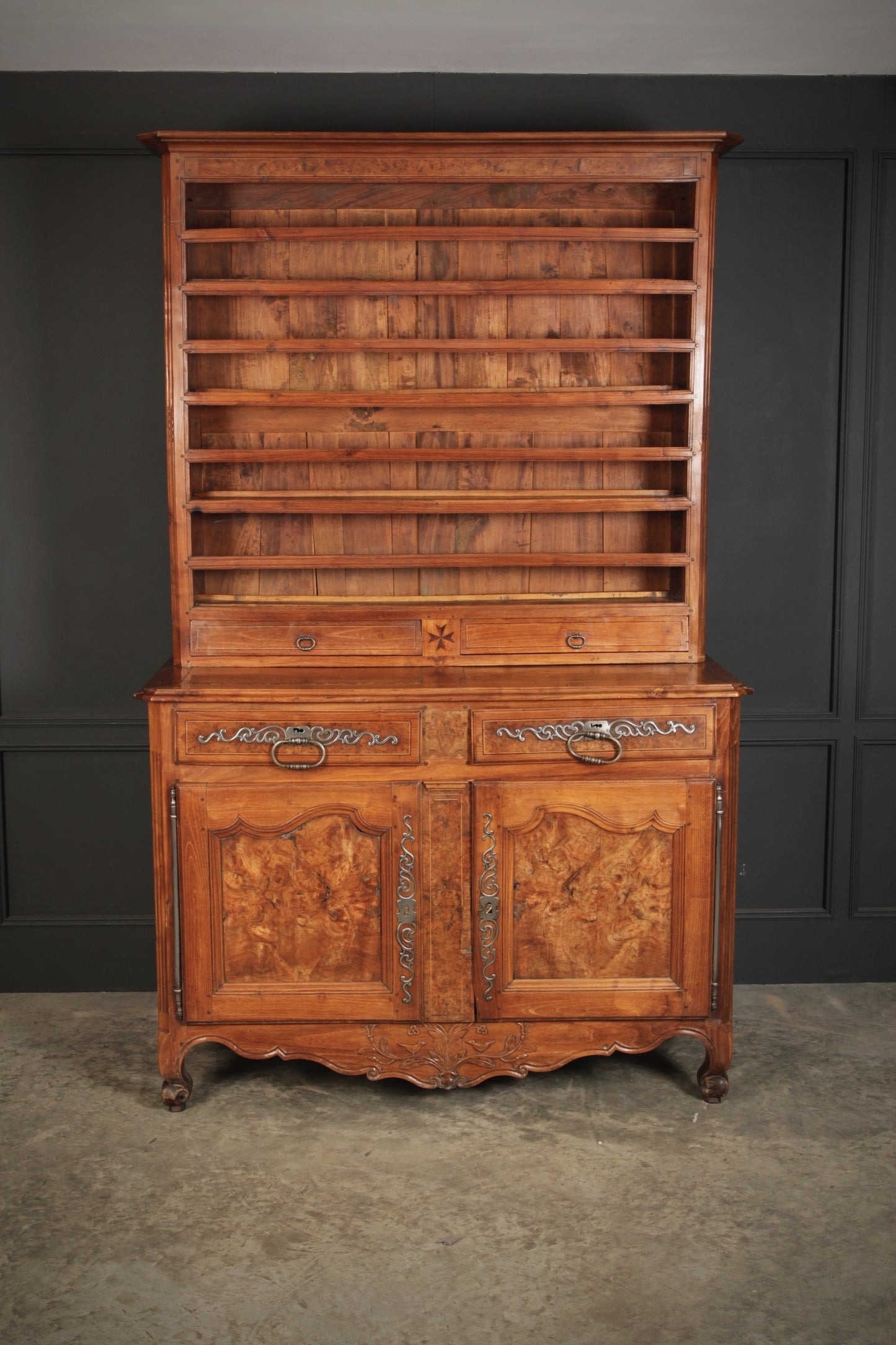 Large 18th Century Cherrywood & Walnut Antique Dresser