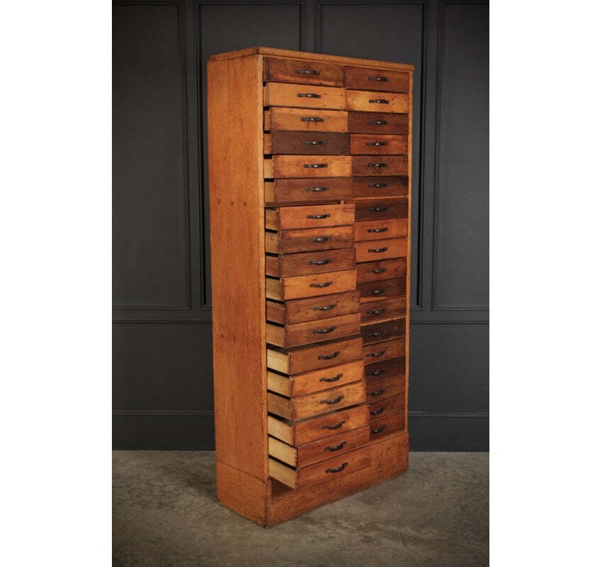 Large Fruitwood Vintage Haberdashery Chest