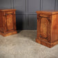 Large Pair Of Vintage Figured Walnut Pedestal Cabinets