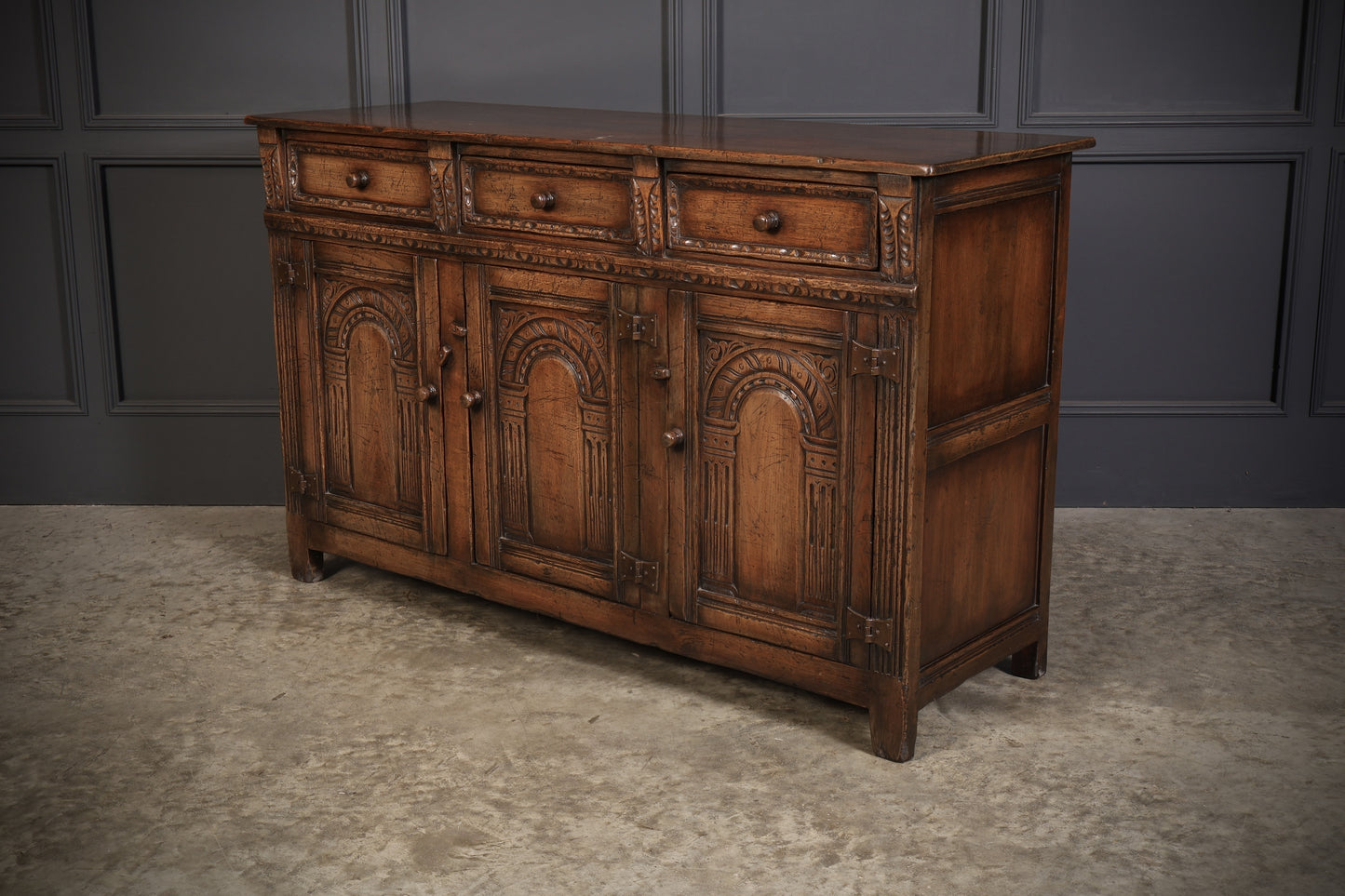 Vintage Carved Oak Sideboard, 1920s