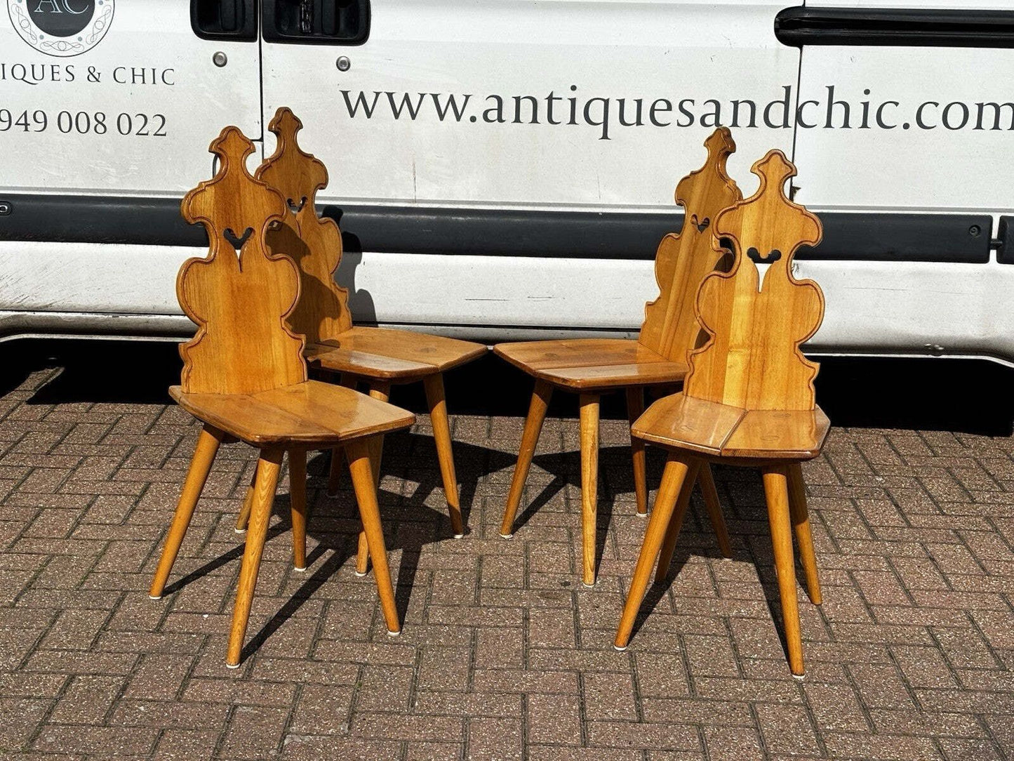 Vintage Set Of Elm Dining / Kitchen Chairs By Cepelia