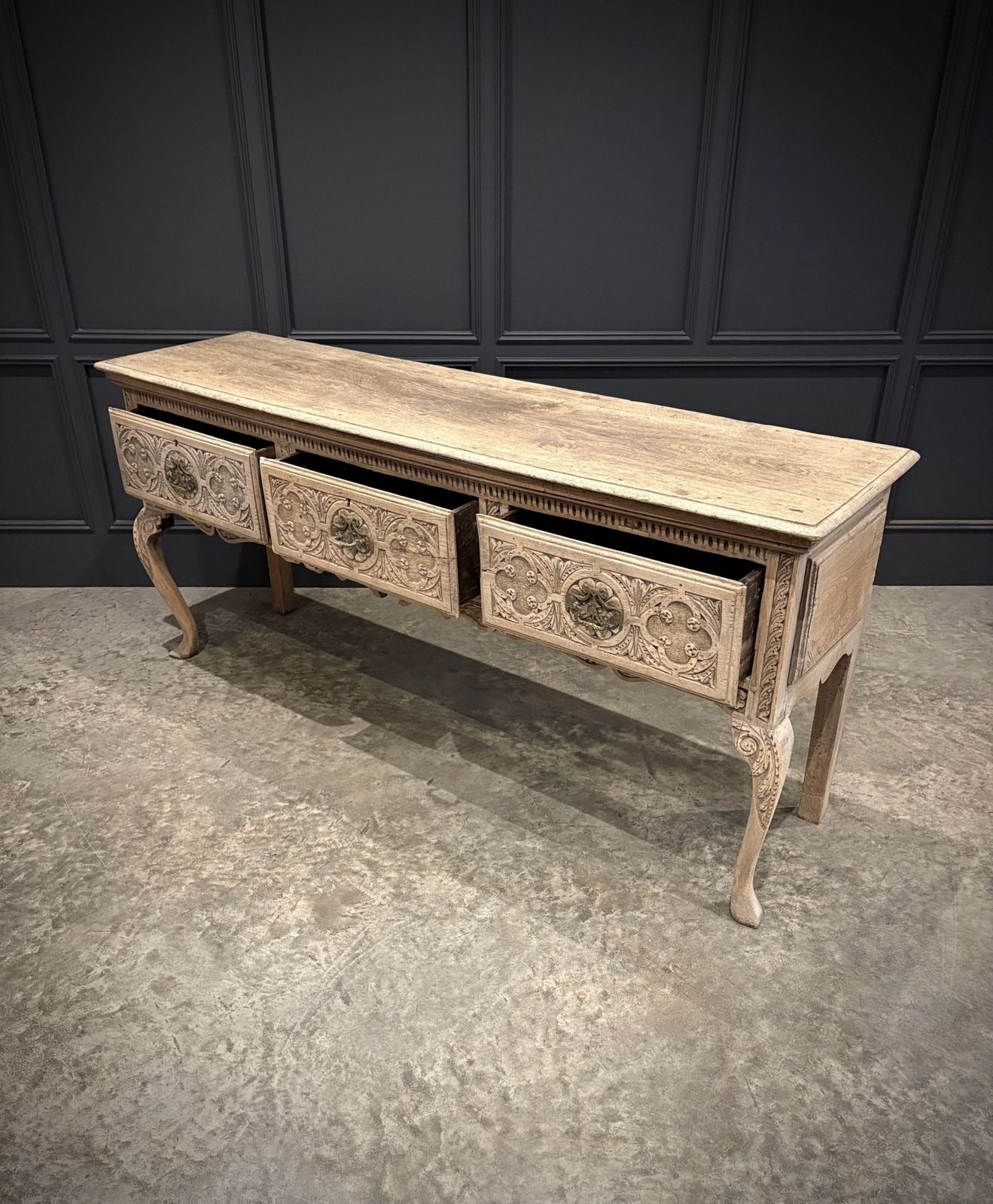 18th Century Carved Oak Dresser Base Carved Vintage Sideboard