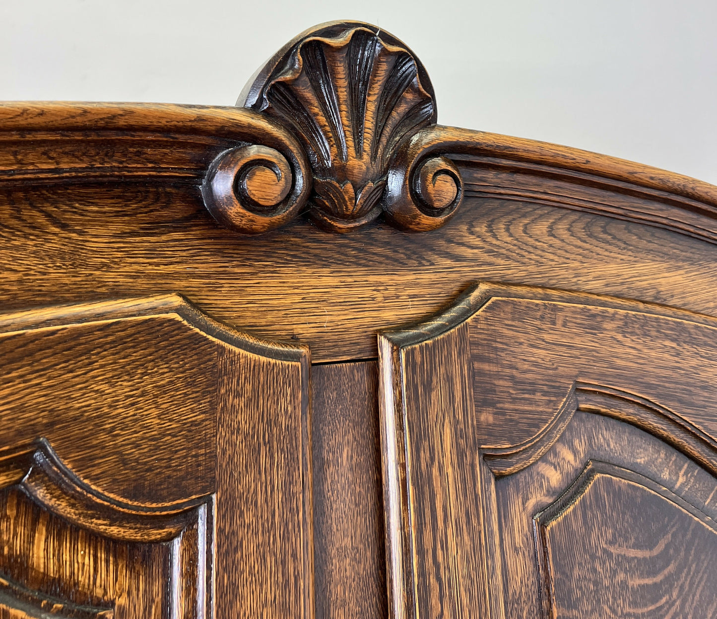 Wardrobe Vintage French Louis XVI Style Four Door Oak Carved Armoire LOT 6454