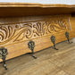 Coat Rack Vintage French Carved Oak Wall Mounted 6 Hooks Rack Hanger LOT 6366