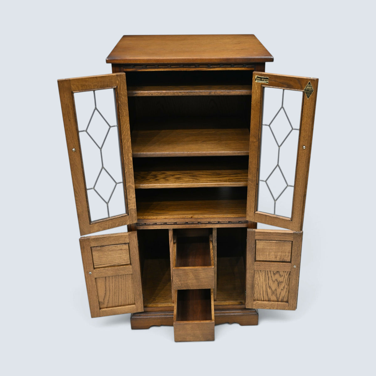 Old Charm Hi Fi/Record Cabinet 3 Adjustable Shelves Light Oak FREE UK Delivery*