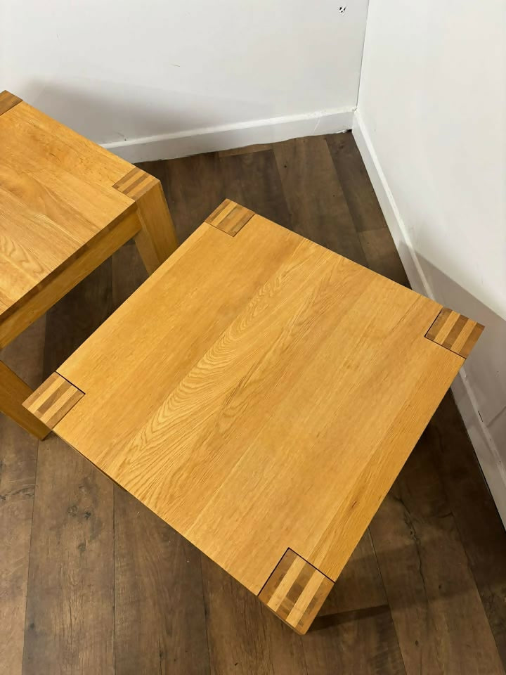 Pair of Modern Solid Oak Lamp Tables