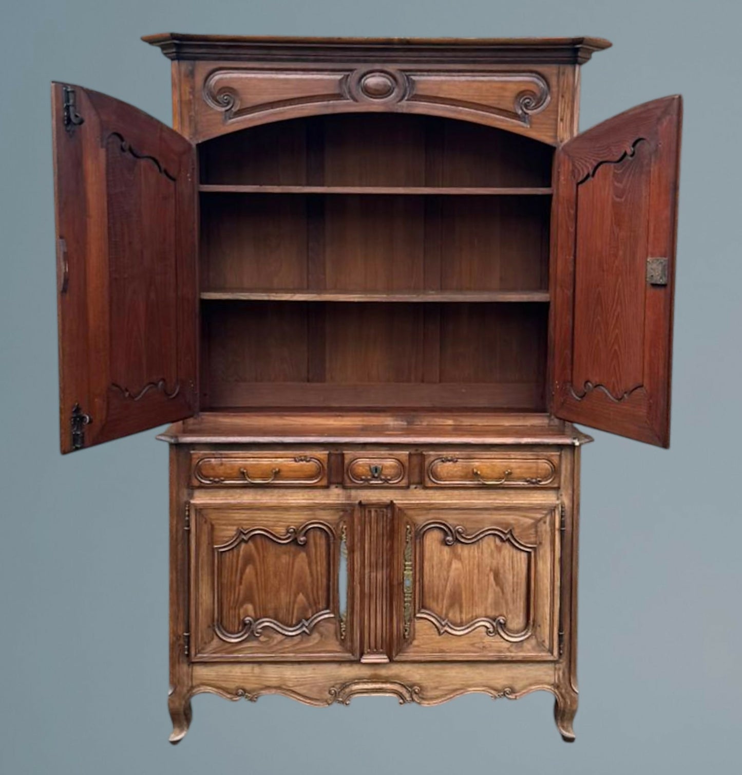 French Provincial Walnut Cupboard Stamped R Trotel