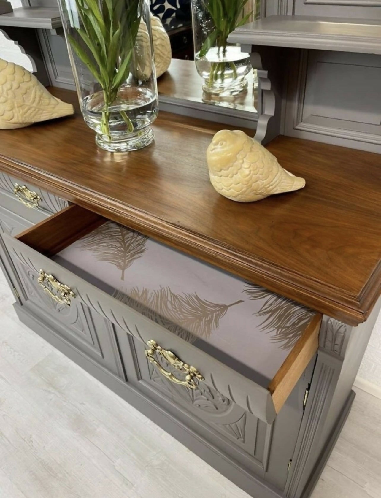 Antique Victorian Chiffonier Mirror Back Sideboard