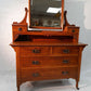 Oak Dressing Table Arts & Crafts complete with mirror and inlay detail